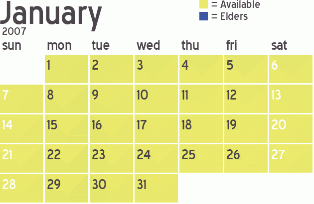 Missionary Dinner Calendar