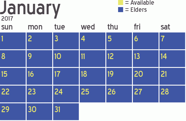 Missionary Dinner Calendar