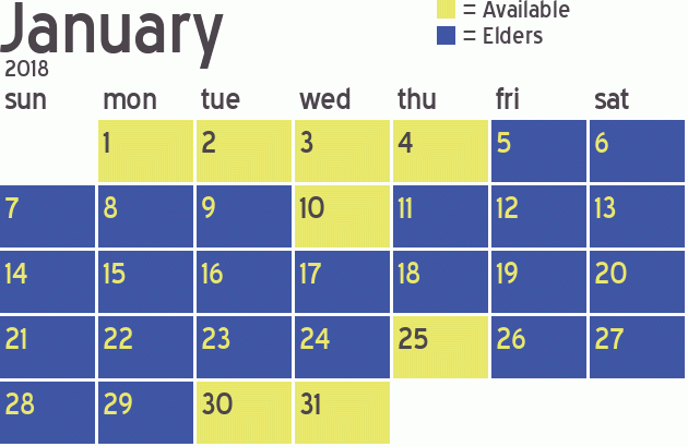 Missionary Dinner Calendar