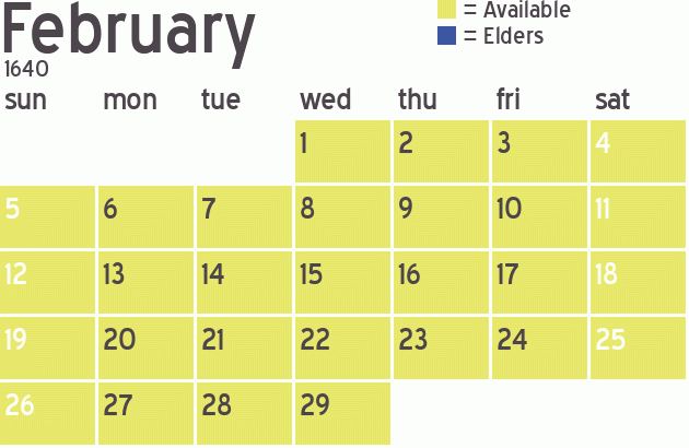 Missionary Dinner Calendar