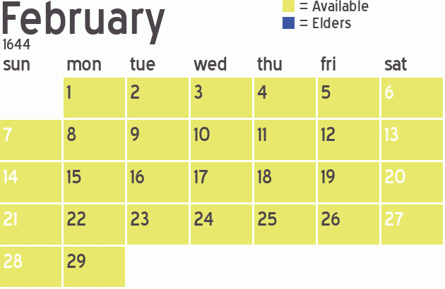 Missionary Dinner Calendar