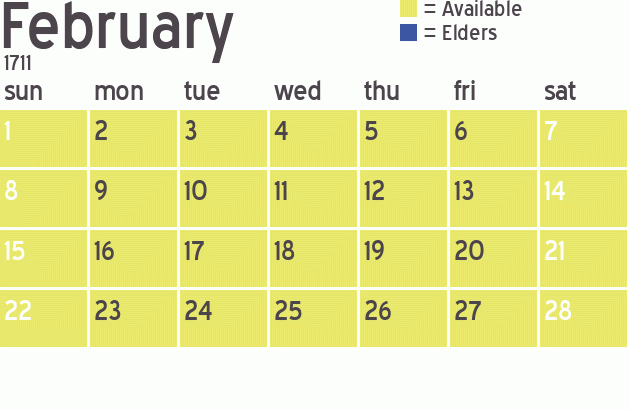Missionary Dinner Calendar