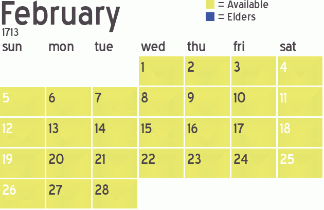Missionary Dinner Calendar