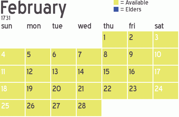 Missionary Dinner Calendar