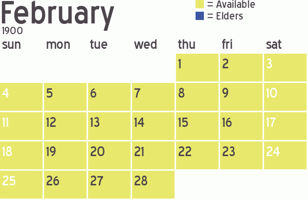 Missionary Dinner Calendar