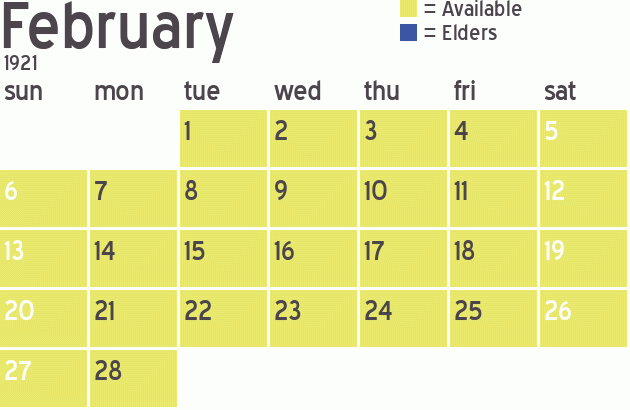 Missionary Dinner Calendar