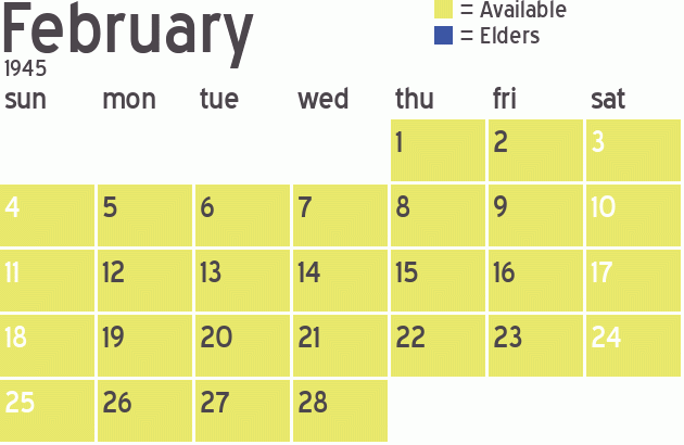 Missionary Dinner Calendar