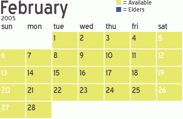 Missionary Dinner Calendar