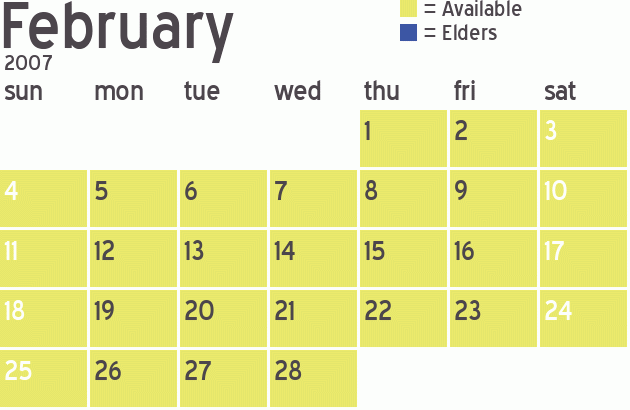 Missionary Dinner Calendar