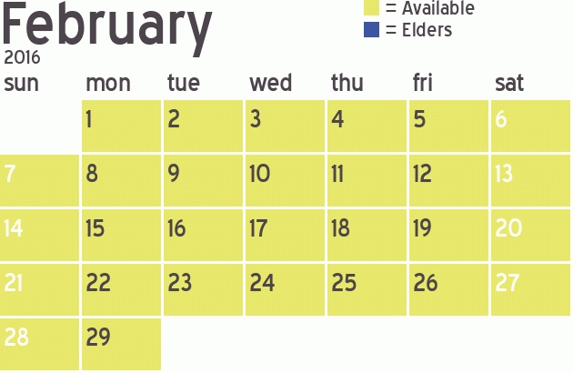 Missionary Dinner Calendar