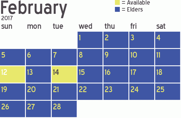 Missionary Dinner Calendar