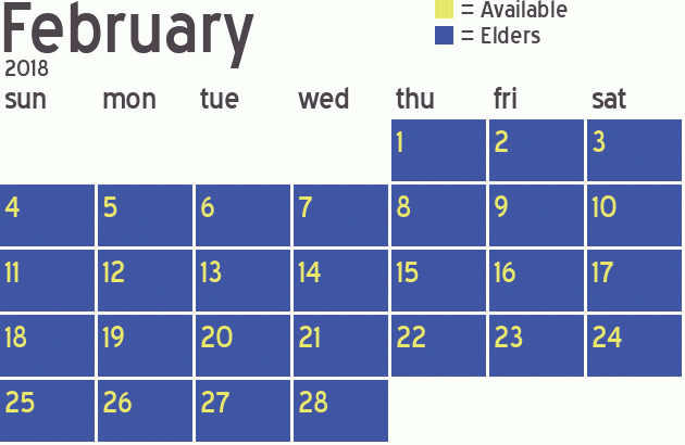 Missionary Dinner Calendar