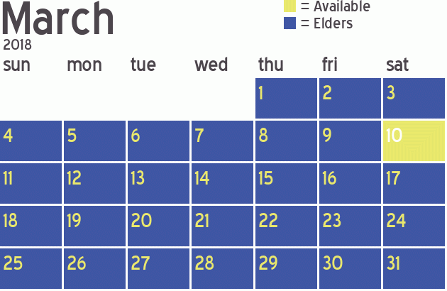 Missionary Dinner Calendar