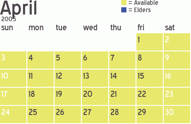 Missionary Dinner Calendar