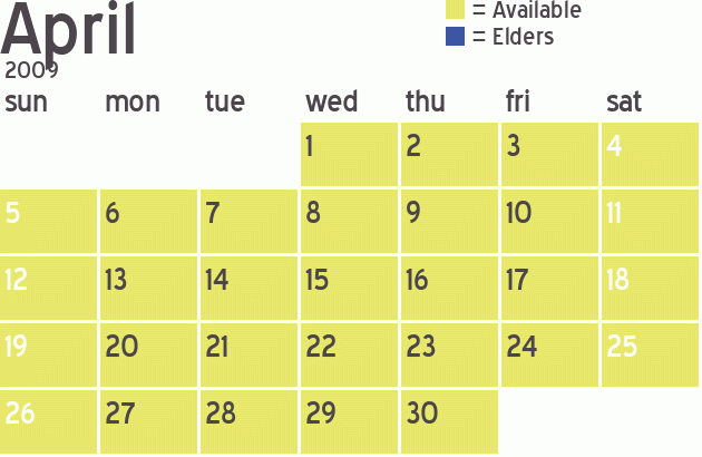 Missionary Dinner Calendar