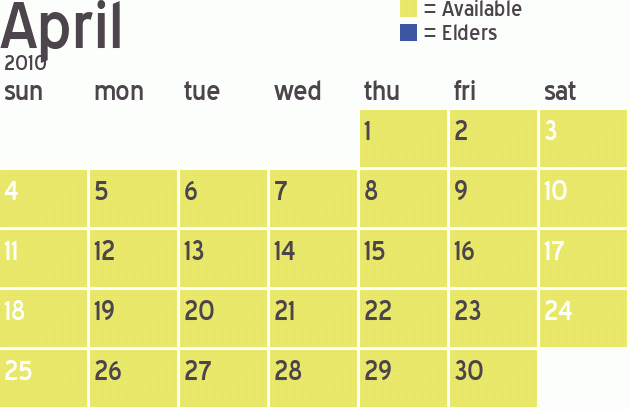 Missionary Dinner Calendar