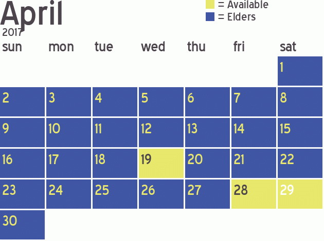 Missionary Dinner Calendar