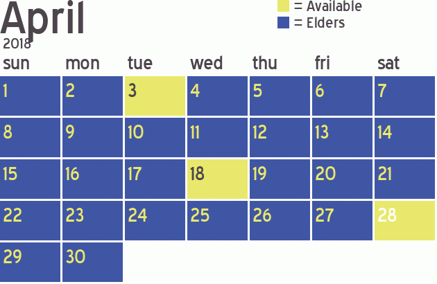 Missionary Dinner Calendar