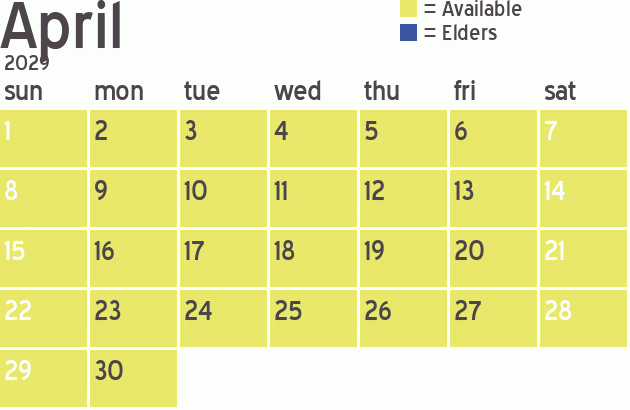 Missionary Dinner Calendar