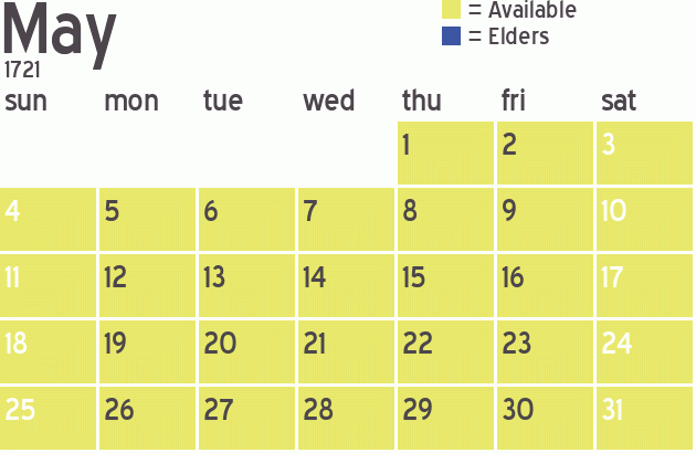 Missionary Dinner Calendar