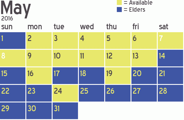 Missionary Dinner Calendar