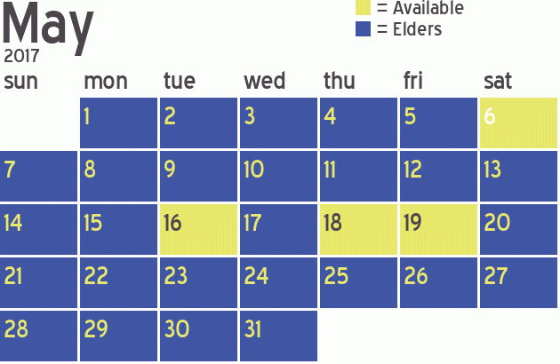 Missionary Dinner Calendar