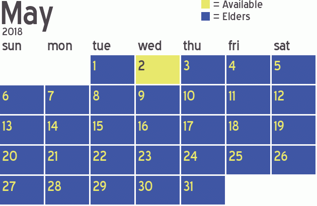 Missionary Dinner Calendar
