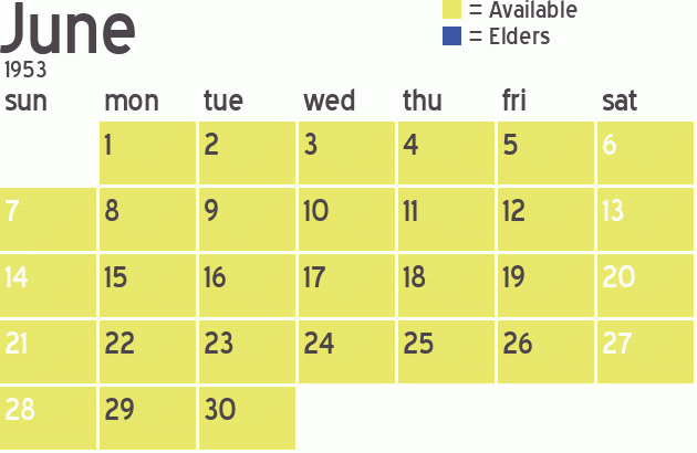 Missionary Dinner Calendar
