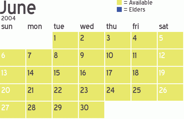 Missionary Dinner Calendar
