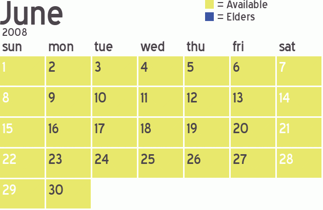 Missionary Dinner Calendar