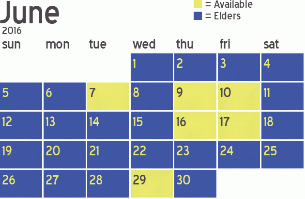 Missionary Dinner Calendar