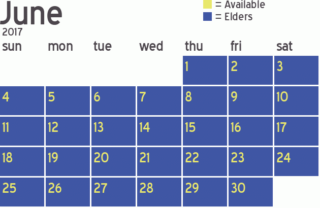 Missionary Dinner Calendar