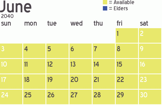 Missionary Dinner Calendar