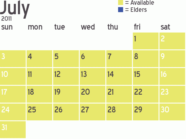 Missionary Dinner Calendar