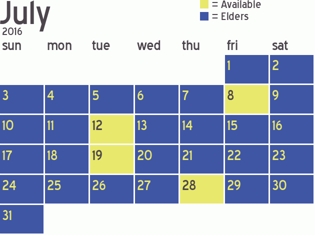 Missionary Dinner Calendar