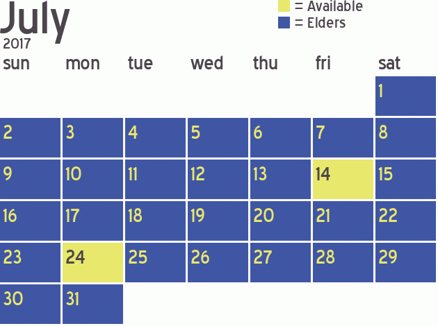 Missionary Dinner Calendar