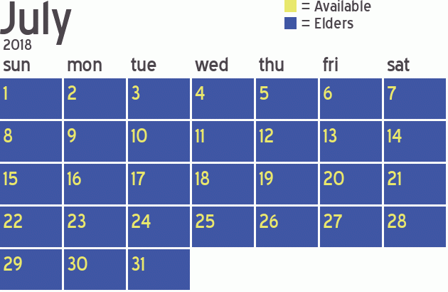 Missionary Dinner Calendar