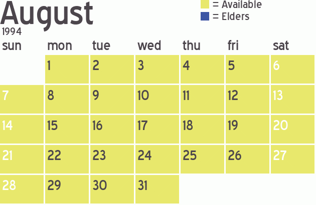 Missionary Dinner Calendar