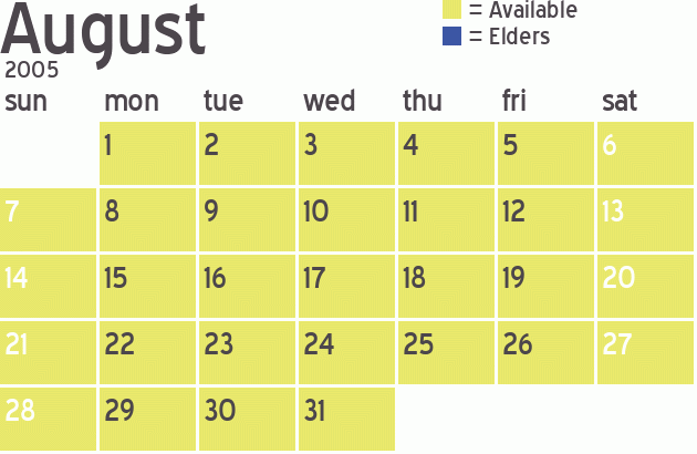 Missionary Dinner Calendar