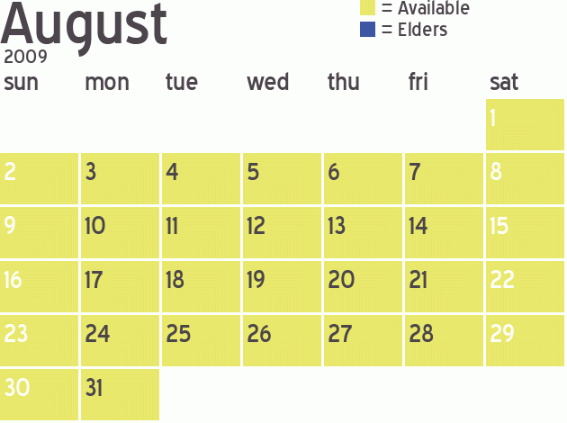 Missionary Dinner Calendar