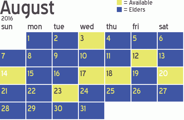 Missionary Dinner Calendar