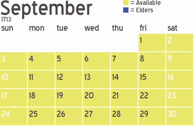 Missionary Dinner Calendar