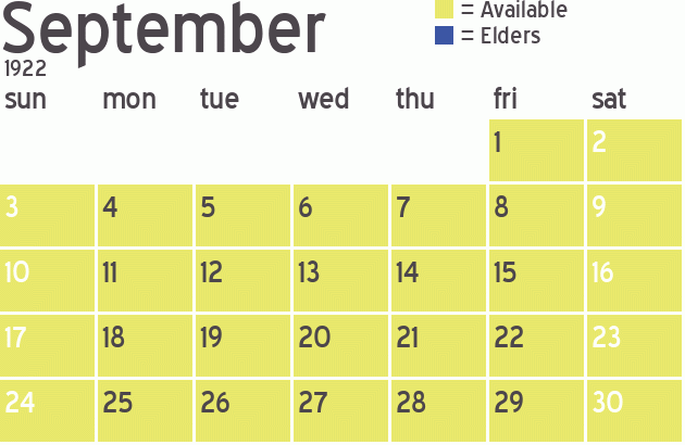 Missionary Dinner Calendar