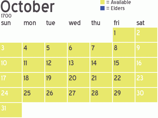 Missionary Dinner Calendar