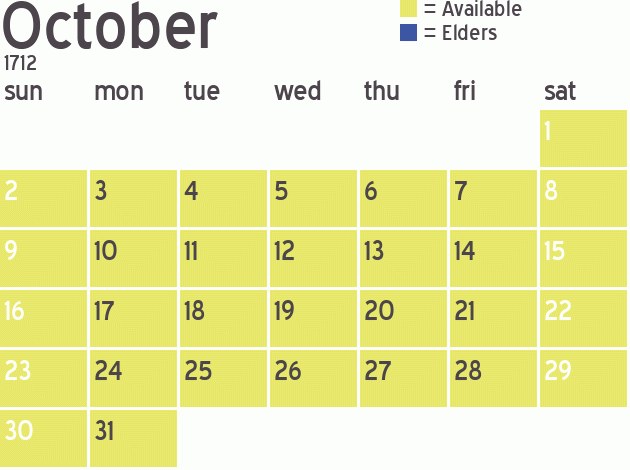 Missionary Dinner Calendar