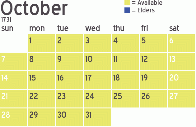 Missionary Dinner Calendar
