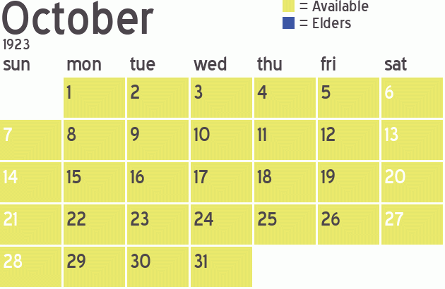 Missionary Dinner Calendar