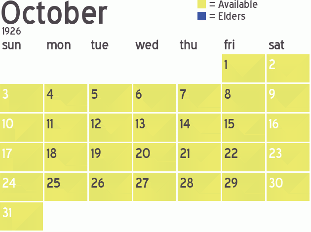Missionary Dinner Calendar