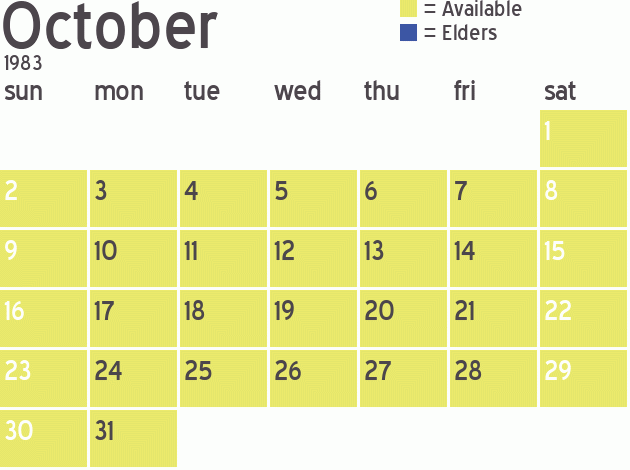 Missionary Dinner Calendar