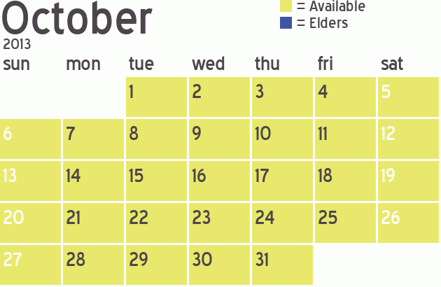 Missionary Dinner Calendar